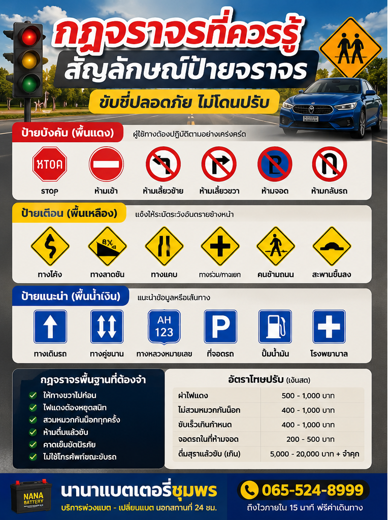 กฎจราจรที่ควรรู้ สัญลักษณ์ป้ายจราจร