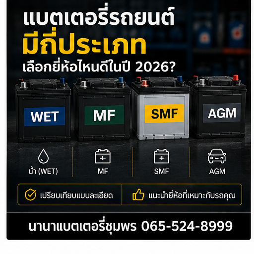 แบตเตอรี่รถยนต์มีกี่ประเภท ในปี 2026?