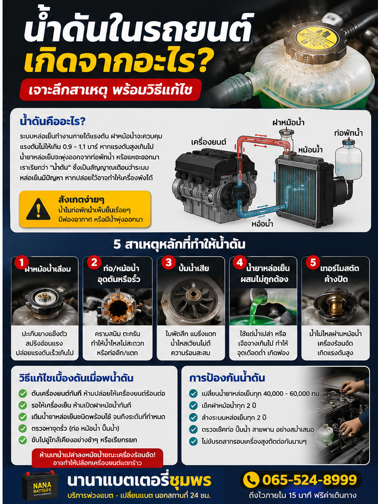 น้ำดันในรถยนต์เกิดจากอะไร วิธีแก้ไข
