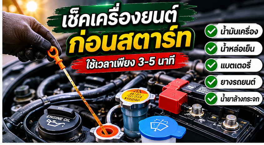 ตรวจเช็คเครื่องยนต์ 5 จุดหลัก ใช้เวลาเพียง 3-5 นาที ตรวจเองได้ง่ายๆ
