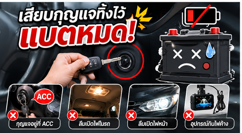 เสียบกุญแจรถทิ้งไว้แบตหมด สาเหตุและวิธีแก้ไข