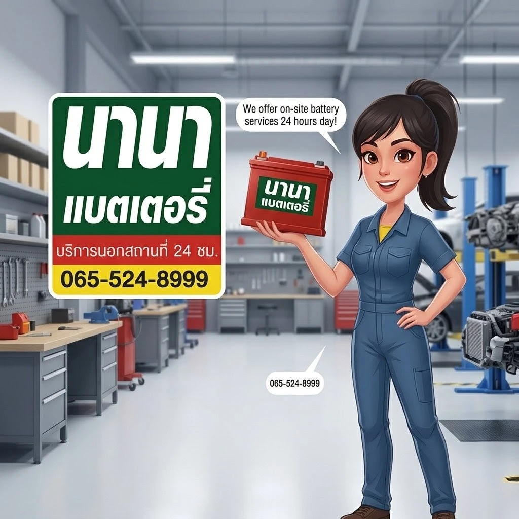 มาสคอตนานาแบตเตอรี่ชุมพร สัญลักษณ์บริการเปลี่ยนแบตถึงที่